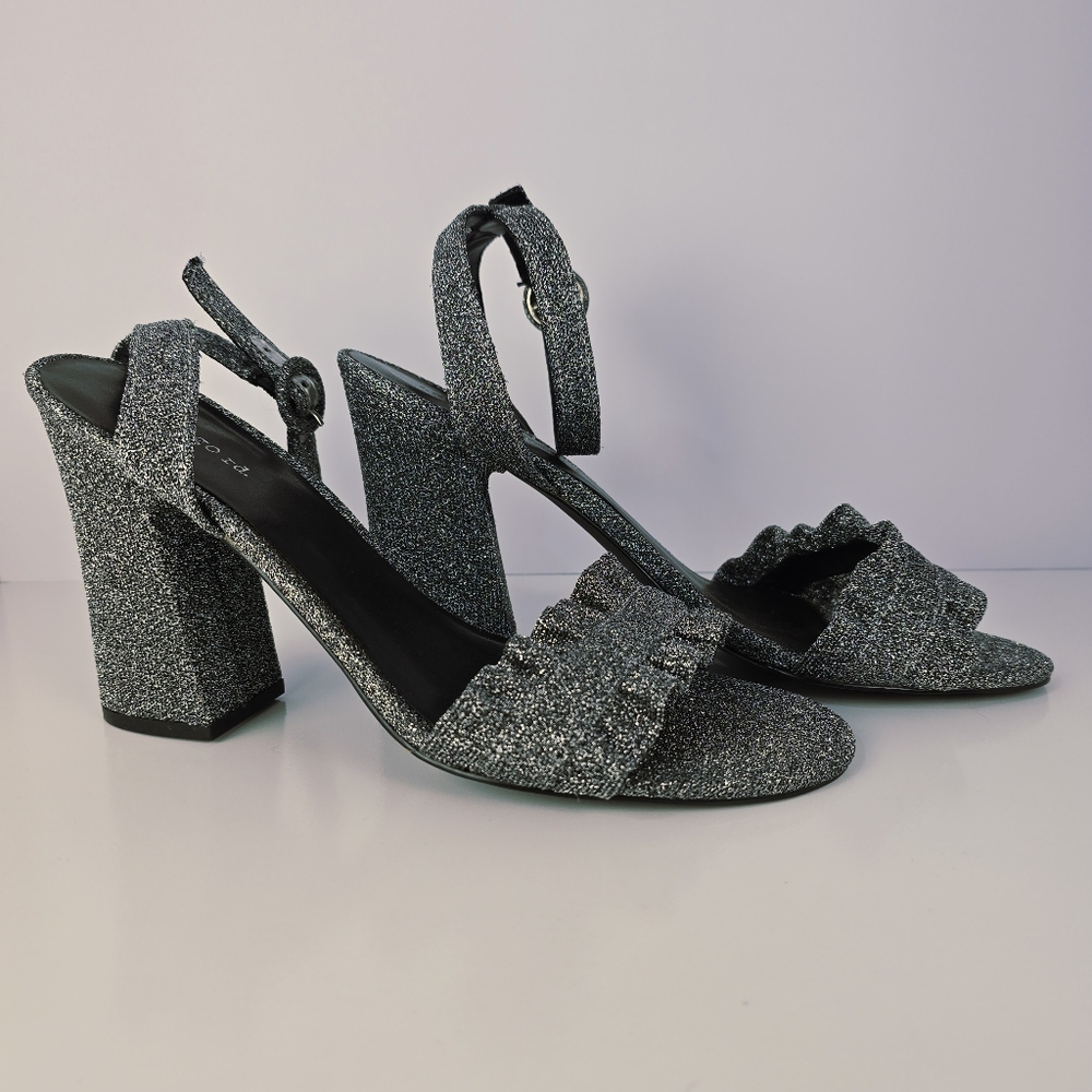 Indigo Rd Glitter Silver Heels size 9.5